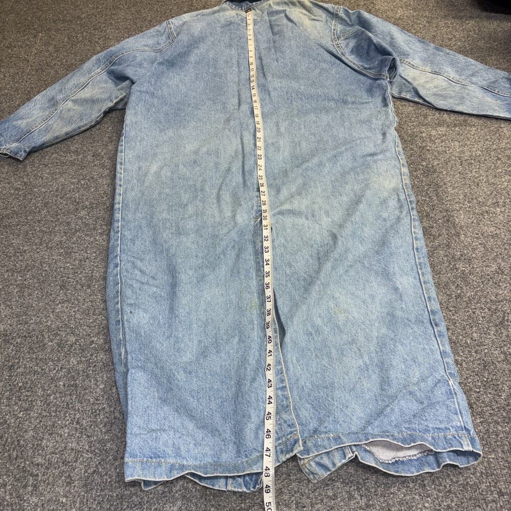 Sunbelt Denim Duster Coat Size M/L Vintage 90s Long Button Up Pockets Light Wash - Picture 5 of 7